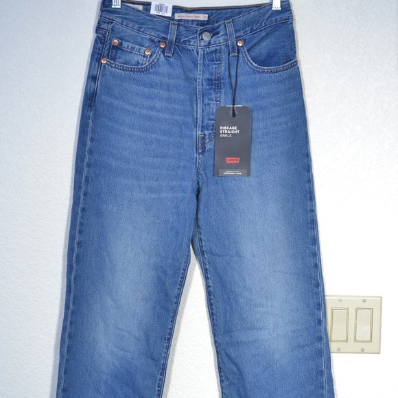 NEW LEVIS PREMIUM RIBCAGE STRAIGHT ANKLE JEANS, W27xL29 - Picture 4 of 10